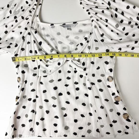 Anthropologie Ranna Gill Francois Blouse Black White Polka Dot Small Coquette - Picture 10 of 11